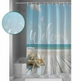 thumbnail image 3 of Small Stall Shower Curtain 48x72 Inch Narrow Half Size Coastal Wooden Bath Curtains Bathroom Decor Welcome Summer Seaside Starfish Shell Waterproof Fabric Shower Curtain Set with Hooks 48 Inch, 3 of 6
