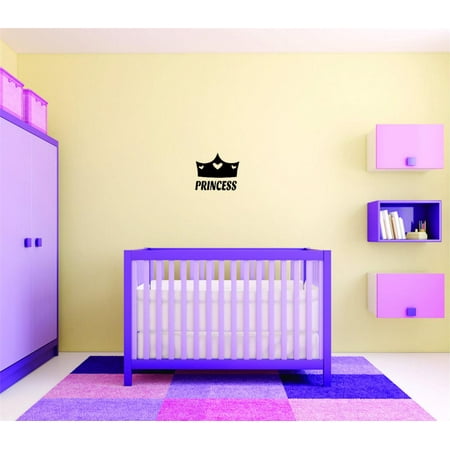 Custom Wall Decal - Peel & Stick Sticker Princess Crown Girls Teen Kids Bedroom Home Decor Picture Art 16 x 16