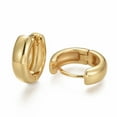 thumbnail image 2 of Brass Huggie Hoop Earrings Long-Lasting Plated Ring Real 18K Gold Plated 16x5mm Pin: 0.8mm, 2 of 2