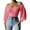 Pink, variant on Womens Elegant Off The Shoulder Puff Sleeve Blouse Summer Chiffon Slim Fit Party Crop Top