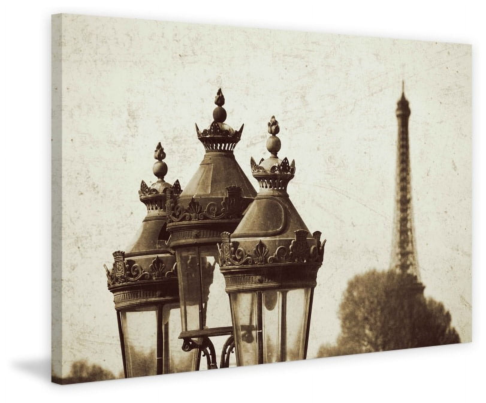 "Lamps and Eiffel Tower" Painting Print on Wrapped Canvas