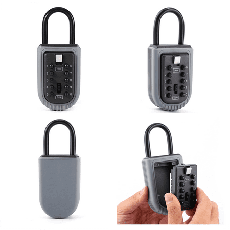 Dilwe Key Lock Box Safe Lockbox 10-Digit Push Button Combination Safe Vault - Portable Outdoor Stor a key - Door Handle or Fence