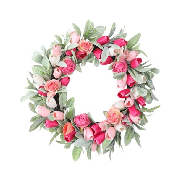 Corona Decorativa de Puerta de 19,69 Pulgadas, Corona de Flores Artificiales de Seda para Colgar en La Pared, Decoración para El Hogar