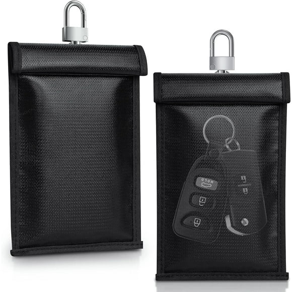 Faraday Key Fob Protector (2 PACK), Signal Blocking Car Key Faraday Case, RFID Card Faraday Bag, Keyless Entry Fob Faraday Cage, Anti theft Car Card Protection (S)