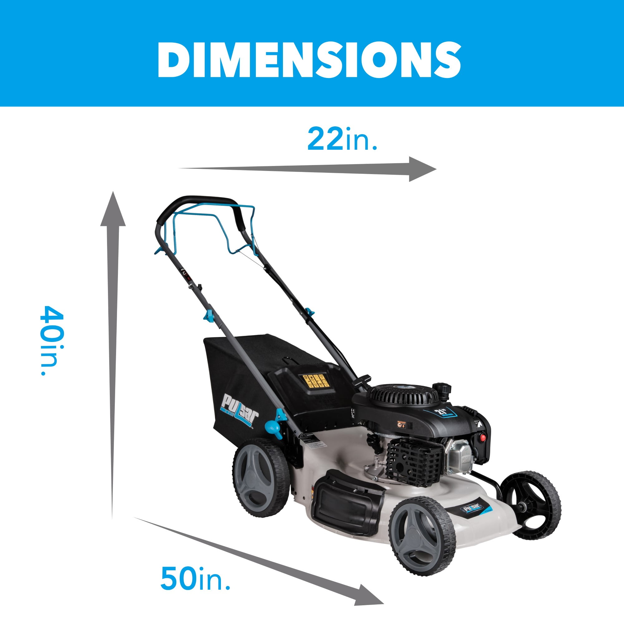 Pulsar 21" Self-Propelled Gas Lawn Mower, 200cc 4-Stroke OHV Engine, 3-in-1 Cutting System