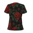 thumbnail image 4 of Naloa Roses Print T-Shirts Short Sleeve V Neck Tees for Women Fashion Tops Trendy Lightweight Soft Casual Summer Outfits Clothes, 4 of 5