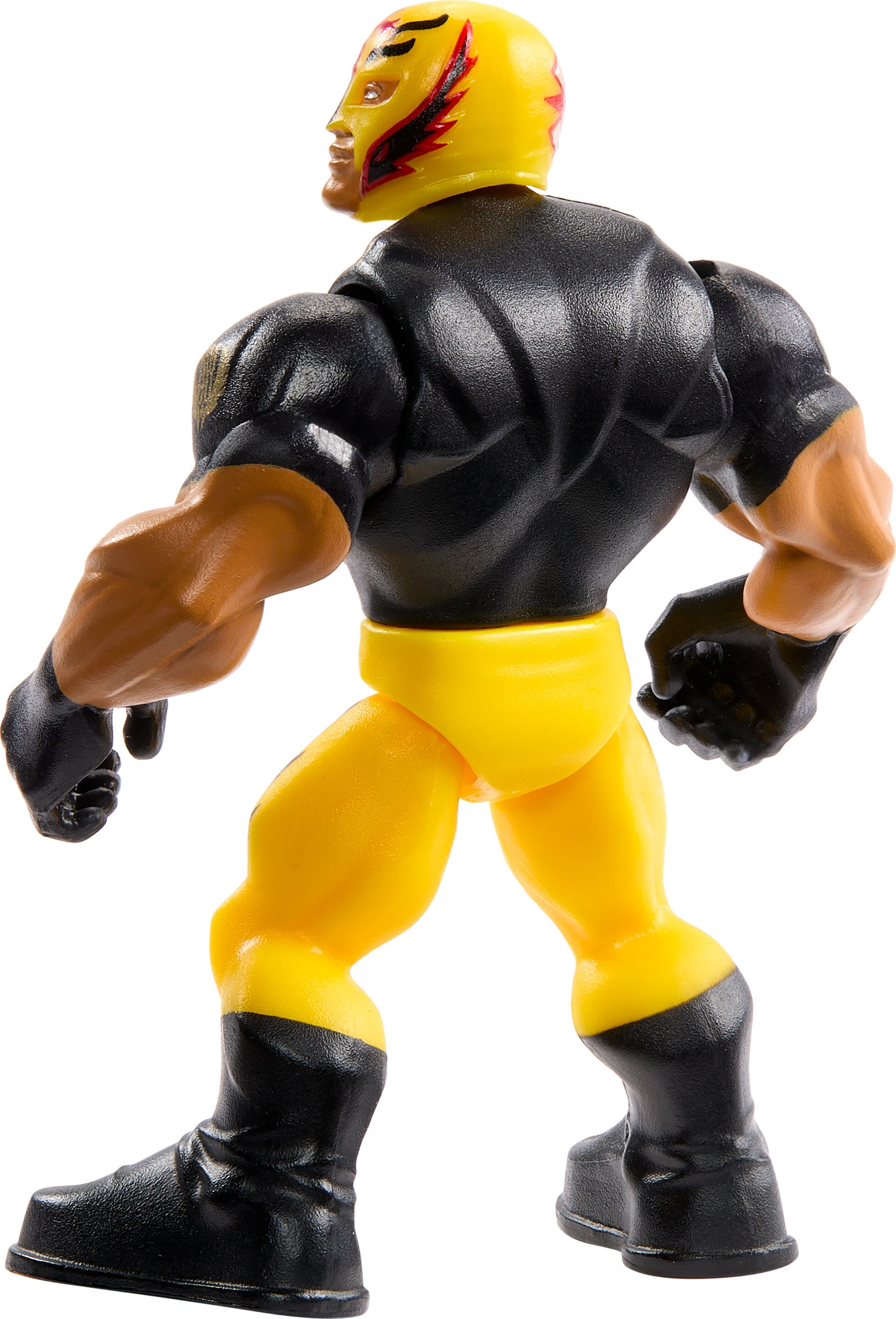 WWE Knuckle Crunchers Rey Mysterio Action Figure & Accessories, Bone-Crunching Movement, 3.25-inch