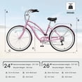 thumbnail image 3 of ABORON 24" Beach Cruiser Bike Women, Lightweight Adult Urban Cruiser Bike with Rack, 7-Speed Cruiser Bicycle for Commuting, Carbon Steel Frame Commuter Bicycle, 3 of 9