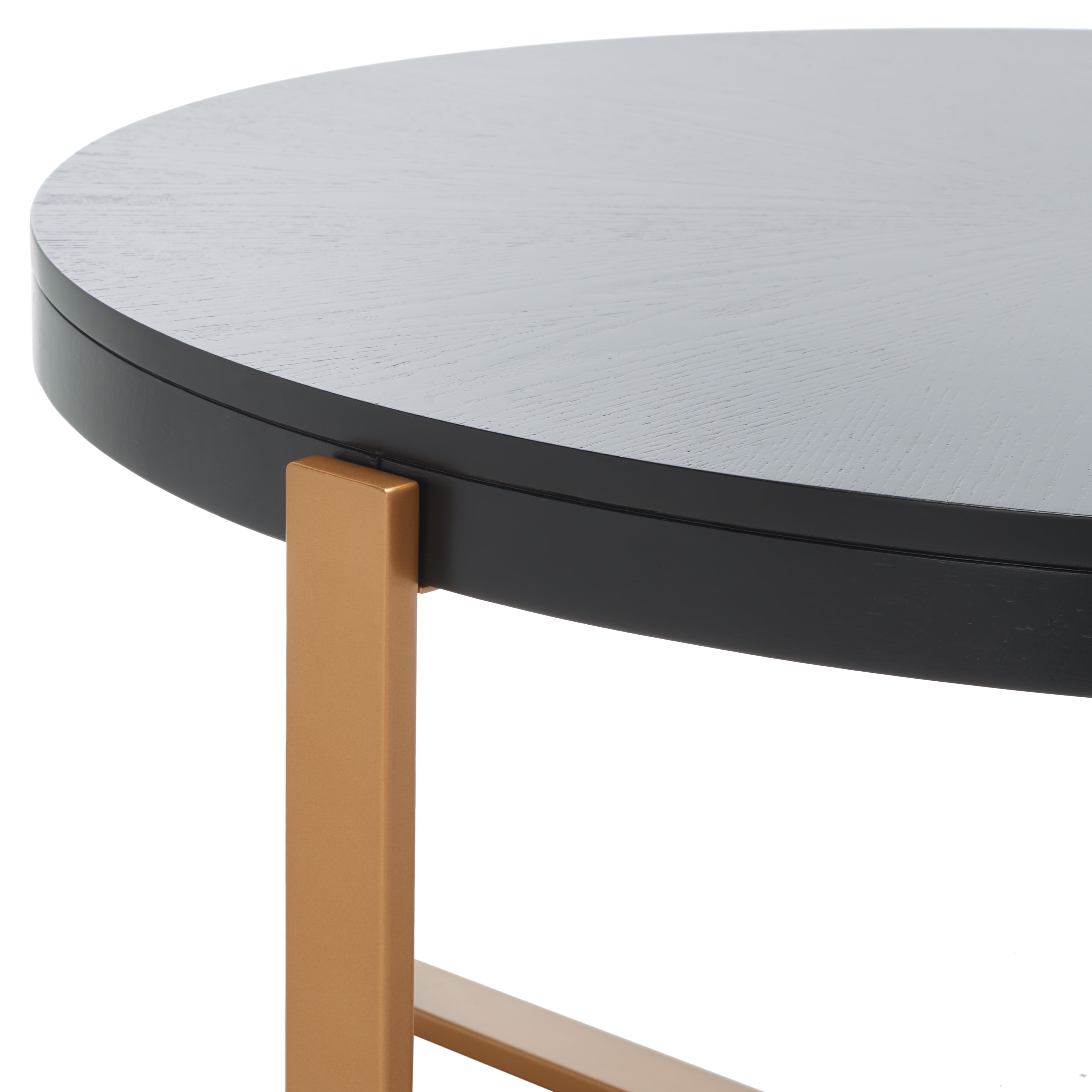 SAFAVIEH Navya Round Coffee Table, Black Top/Gold Legs