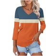 thumbnail image 5 of Womens Plus Size Tops 3/4 Length Sleeve Fall Fashion Trendy Casual Going Out Tops Cold Shoulder V Neck Gradient Plaid Graphic Shirts Casual Elegant Fall Blouse, 5 of 7