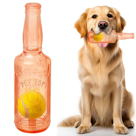 Tennis Ball in Bottle Dog Toy Ball in a Bottle Dog Toy &ndash; Dog Bottle Toy with Squeaky Fetch Ball Reinforced Rubber Chew Toy for Interactive Play Tough & Durable for All Breeds