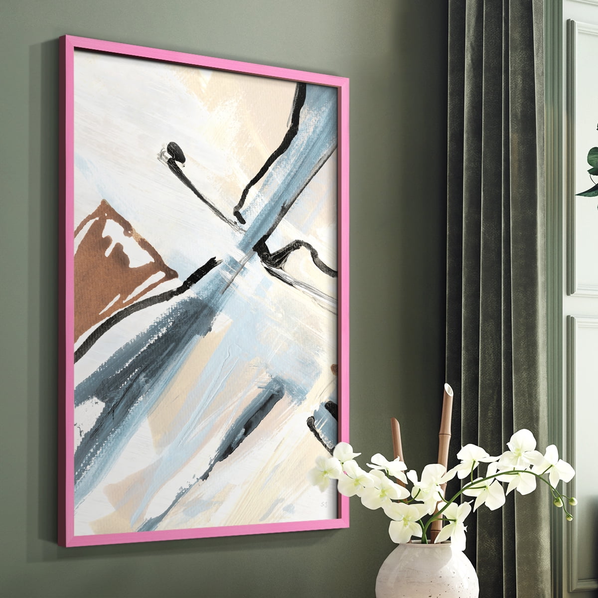Dancing Wind Revisit I Framed Print in Pink Solid Wood Framed Print No Nail Hanging