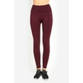 thumbnail image 2 of DailyWear Womens High Waist Fleece Extra Wide Band Leggings One Size, Burgundy, 2 of 4