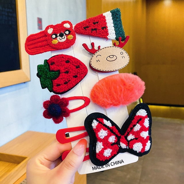 9Pcs/Set Cartoon Printing Bows Baby Hair Clips Girls Sweet Hairpins Cute Print Boutique Kids Headwear Hairclip Hair Accessories5 He Qiyong unisex