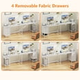 thumbnail image 5 of Satifur 66" L-Shaped Desk with Power Outlets, 4 Fabric Drawers & 2 Monitor Stands, Convertible Two Person Home Office Desk,White, 5 of 9