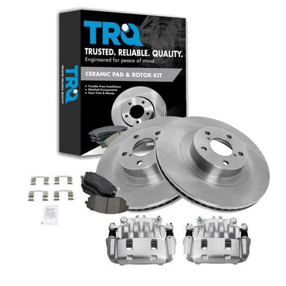 TRQ Front Brake Calipers Ceramic Pads & Rotors Fits 2007 Subaru Outback