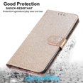 thumbnail image 3 of For Samsung A33 5G Wallet Case Bling Shiny Premium PU Leather with RFID Blocking Card Slots Holder Magnetic Flip Kickstand Shockproof Wrist Strap Cover For Samsung Galaxy A33 5G, Gold, 3 of 7