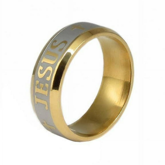 4 Cross Ring Letter Bible Wedding Band Ring Unisex Christ Jewelry US# 9