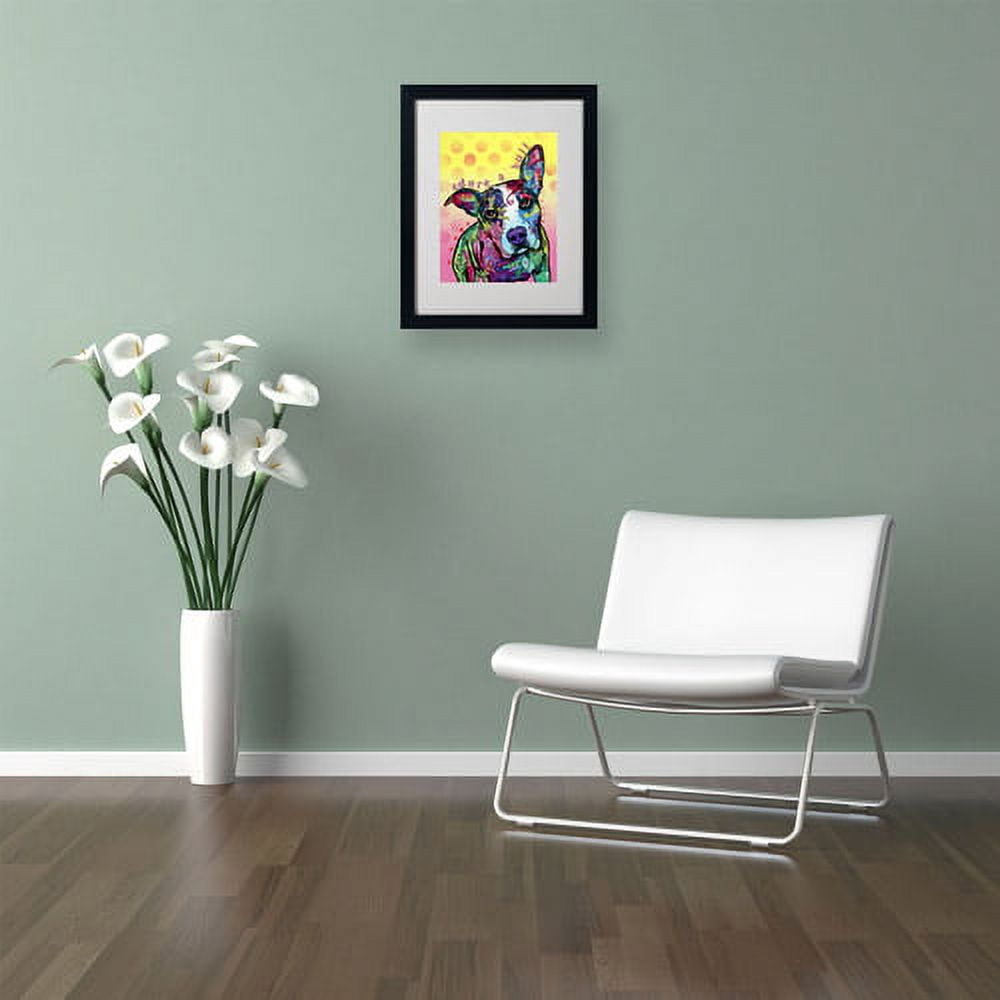 Matted art under acrylic in a black frame