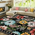 thumbnail image 4 of Bleum Cade Floral Area Rug for Living Room 5x7, Boho Washable Rug, Soft Faux Wool Indoor Rug Carpet for Living Room Bedroom, Black, 4 of 8