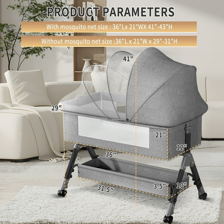 HDJ Bedside Bassinet for Newborns, Adjustable, Bedside Crib HDJ Bedside Bassinet for Newborns, Adjustable, Bedside Crib