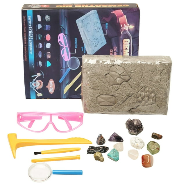 Diy Digging Crystal Pirate Treasure Archeology Toy For Children Educational Gem Mining Adventure Science Kit Creative Fun Activity Discovery Box Set