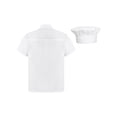 thumbnail image 2 of TiaoBug Mens Womens Short Sleeve Chef Coat Kitchen Hotel Uniform Shirts Cook Jacket with Hat Restaurant Workwear White-B XL, 2 of 7