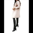 thumbnail image 3 of Abrigo de Guisante para Mujer, con Solapa y un Solo Botón, Cortavientos, Holgado, Informal, de Longitud Media, para Otoño e Invierno. Beige L, 3 of 7