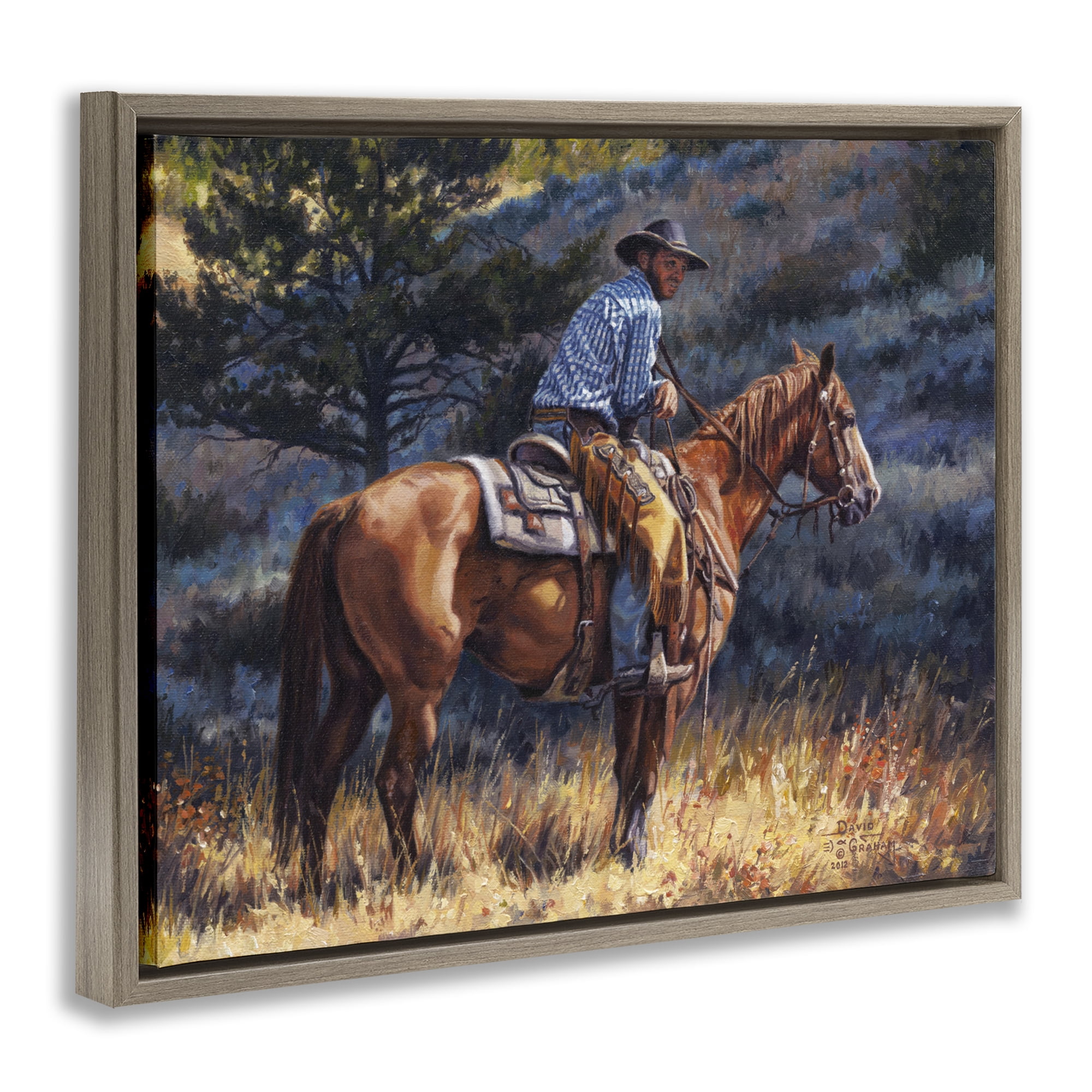 Stupell Industries Early Start Cowboy Animals & Insects Painting Brown Floater Framed Canvas Art Print Wall Art, 21 x 17