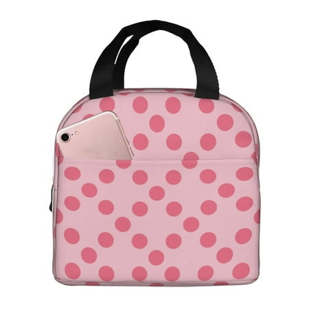 Insulated Lunch Bag for Women Men - Pinkdot pattern Leakproof Cooler Lunch Box for Women Men  Lunch Tote Bags for Work School Picnic Travel