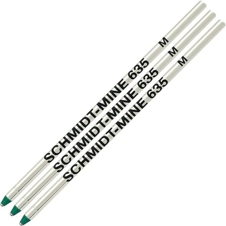 Schmidt 635 D1 Mine Ballpoint Refill - Green Ink (Medium Tip 0.7mm) - Pack of 3
