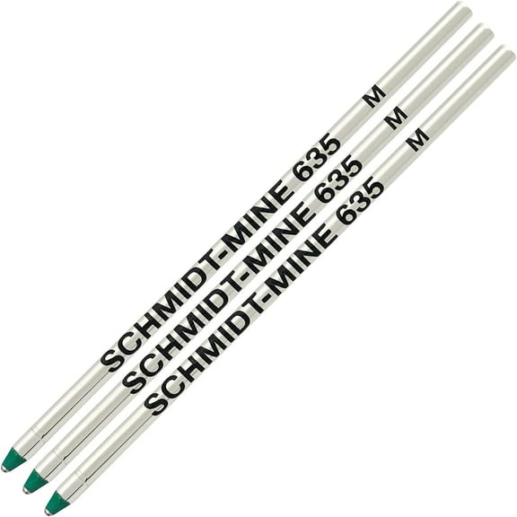 Schmidt 635 D1 Mine Ballpoint Refill - Green Ink (Medium Tip 0.7mm) - Pack of 3