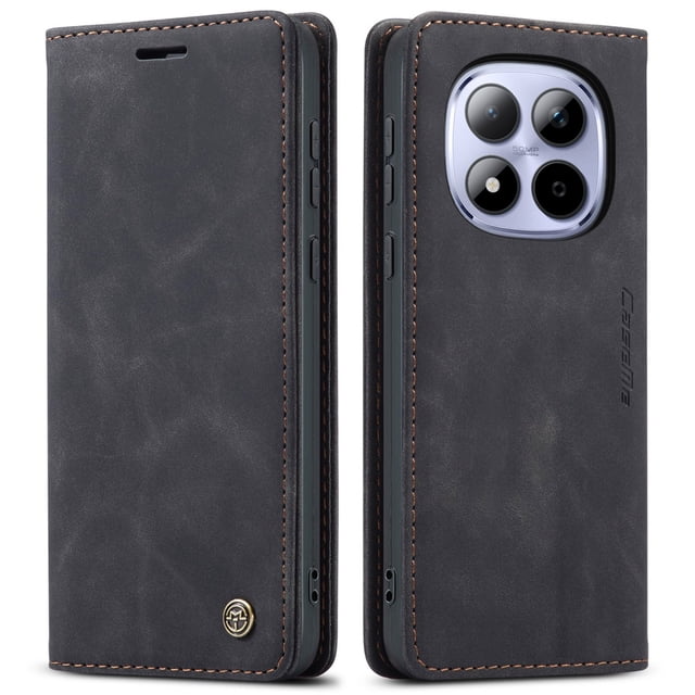 Funda FOXDOCK cartera de cuero retro para FOXDOCK Redmi Note 15 Pro 4G – Resistente a golpes, ranuras para tarjetas – negra
