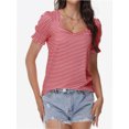 thumbnail image 6 of Tops for Women Summer Casual Ruffle Trim Sleeve Square Neck T Shirts, 6 of 6