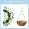 thumbnail image 2 of Artificial Flowers in Hanging Basket Planter for Home Spring Decoration, Silk Hydrangea Outdoor Indoor Arrangements, Metal Coconut Lining Basket with Faux Plant(Champagne), 2 of 5