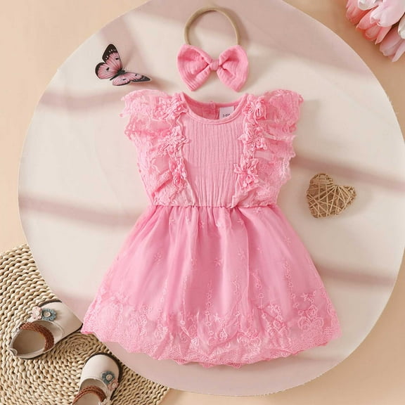 Girls Holiday Dresses Summer Birthday Dresses for Girls Baby Pageant Dresses for Girls 9-12 Months