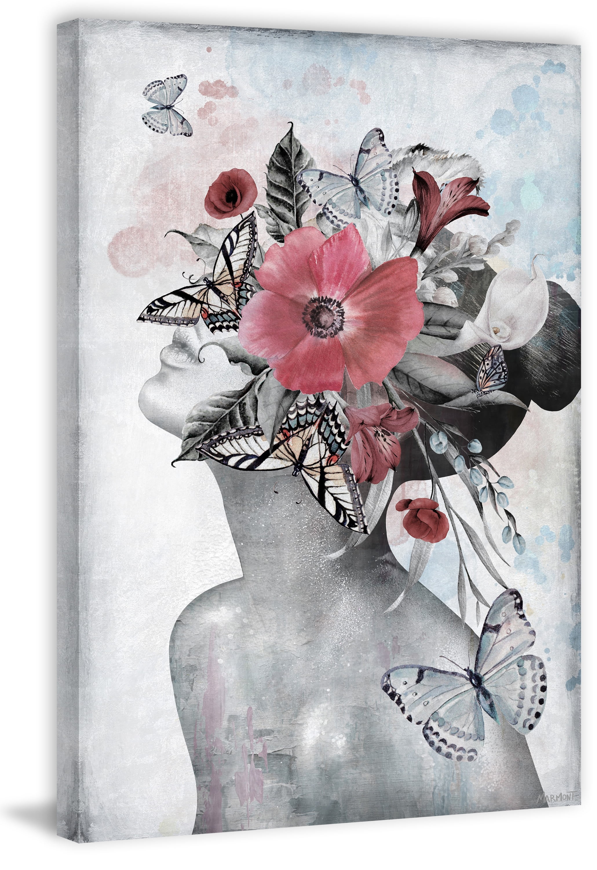 Marmont Hill Poppies and Butterflies Canvas Wall Art