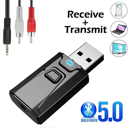 Mini USB Bluetooth 5.0 Transmitter Receiver Stereo Adapter 3.5mm AUX For TV PC