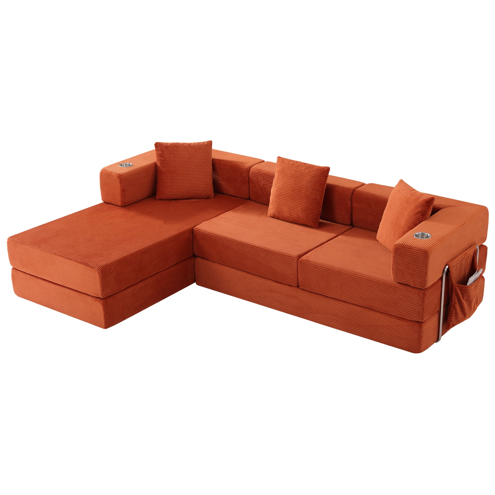 Leumius 108" Modular Sectional Sofa with L-Shape Chaise, Boneless Cloud Couch with Deep Seat for Living Room, Bedroom Orange