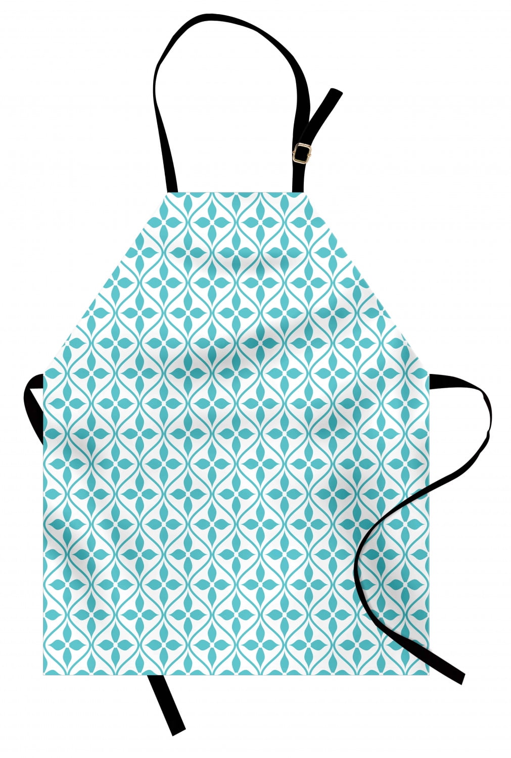 Mint Green Floral Pattern Polyester Kitchen Apron