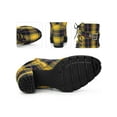 thumbnail image 2 of BLISSFUL STEP Women's Ankle Boots Plaid Combat Chunky Heel Lace-Up Platform High Heel Buckle Boots Yellow 9.5, 2 of 6