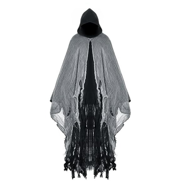 Disfraz de Halloween Horror Grim Reaper para hombre, disfraz de bruja con capa aterradora para hombre y mujer, capa con capucha para adultos, accesorios de cosplay (negro)
