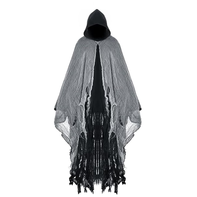 Disfraz de Halloween Horror Grim Reaper para hombre, disfraz de bruja con capa aterradora para hombre y mujer, capa con capucha para adultos, accesorios de cosplay (negro)