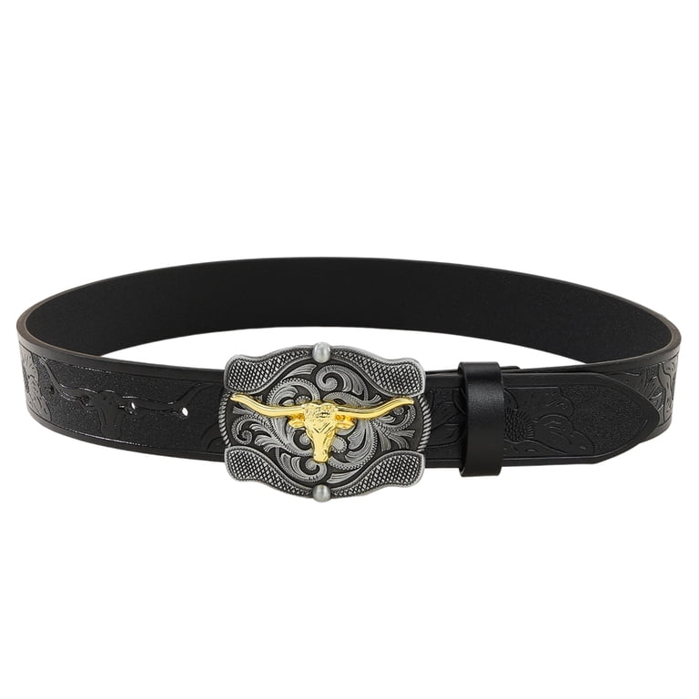 HPDDIN Vintage Western Belt, Longhorn Bull Buckle, Cowboy  display picture 2