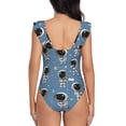 thumbnail image 6 of Yiaed Astronaut Print Women's Ruffled One Piece Swimsuit V Neck Swimwear Slimming Monokini for Woman-X-Large, 6 of 8