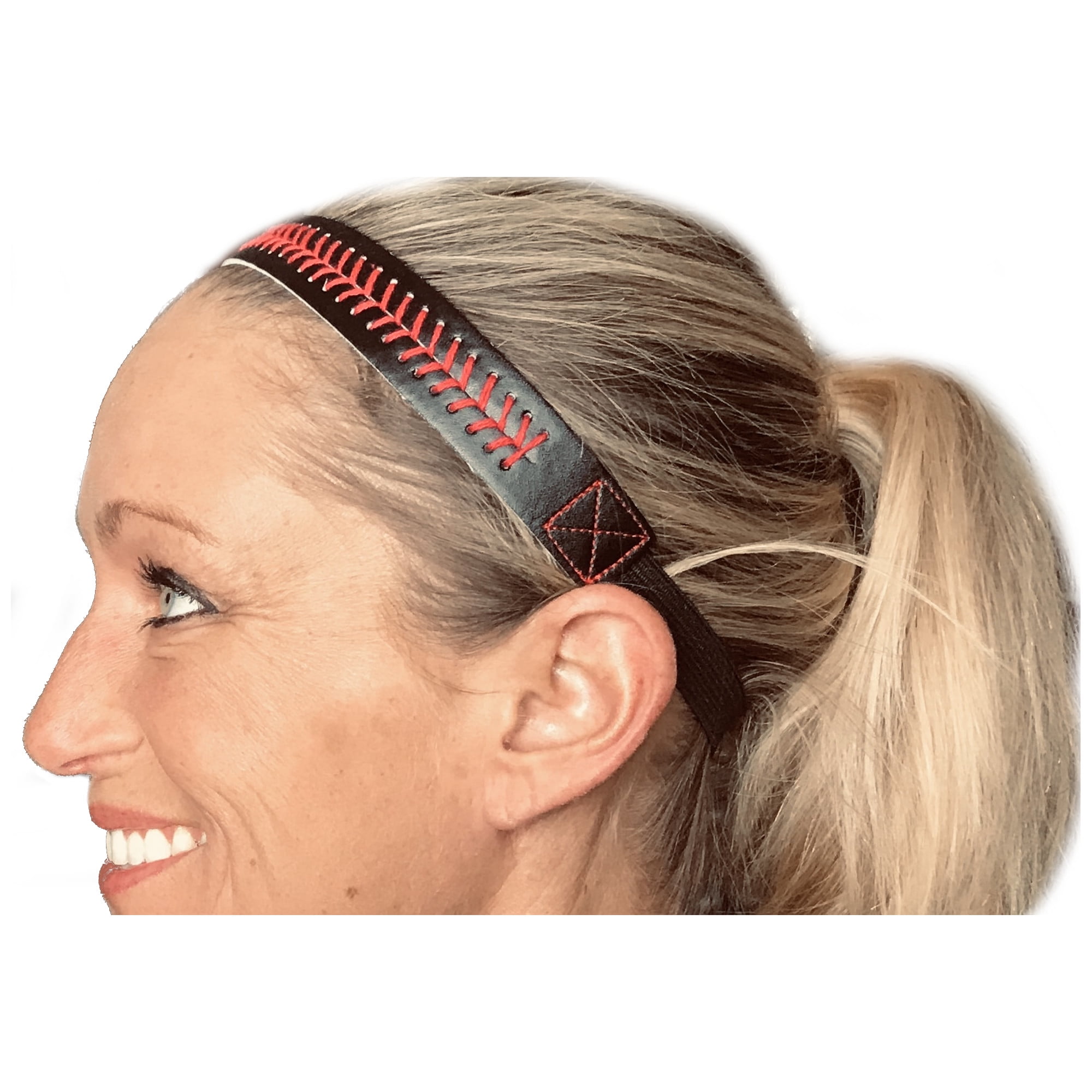 NEW White Black Stitch Softball Baseball Sport Headband Hair Accessory Elastic 