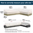thumbnail image 5 of Outdoor Sectional Cover L-Shaped Garden Patio Furniture Covers Waterproof Rip-Stop Anti-UV 600D Outdoor Couch Sofa Cover with 3 Air Vents, 120"(90''L) x 33''D x 35''H, Beige & Light Green, 5 of 7