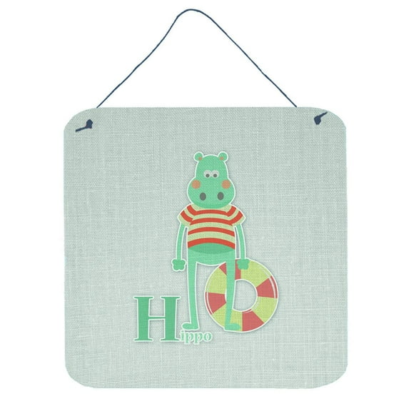 Carolines Treasures BB5733DS66 Alphabet H for Hippopotamus Wall or Door Hanging Prints 6HX6W multicolor