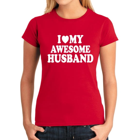 I Heart My Awesome Husband Spouse Gift T-Shirt Red L