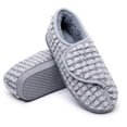 thumbnail image 5 of Women's Memory Foam Adjustable Slippers with Plaid Upper Hook & Loop Closure Comfortable House Shoes Closed Toe, Gray 8, 5 of 6